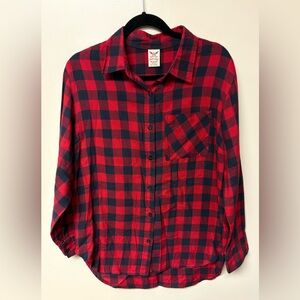 Faded Glory Red and Charcoal Flannel Shirt